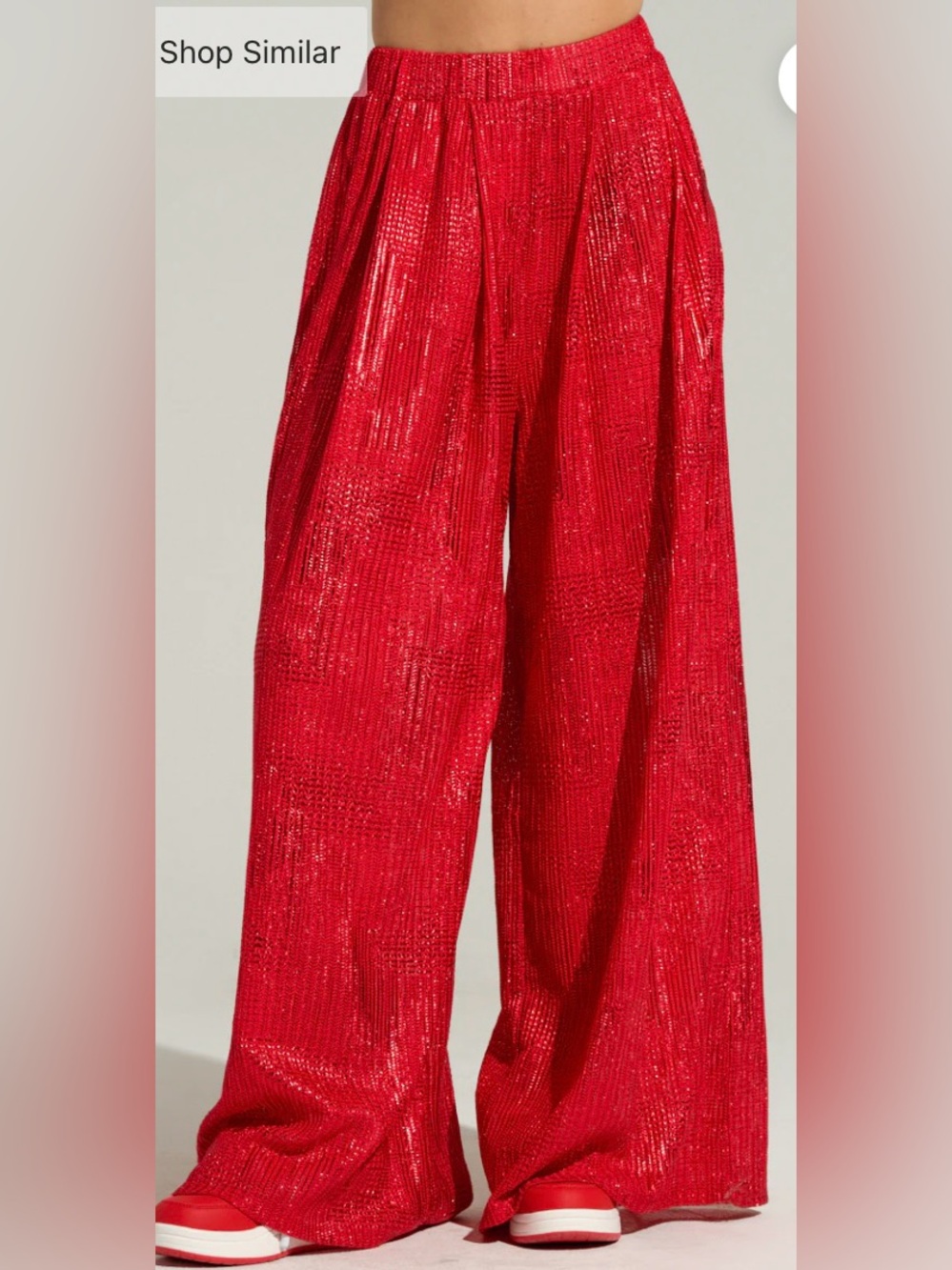 AKIRA Shimmery Red Wide-Leg Pleated Pants